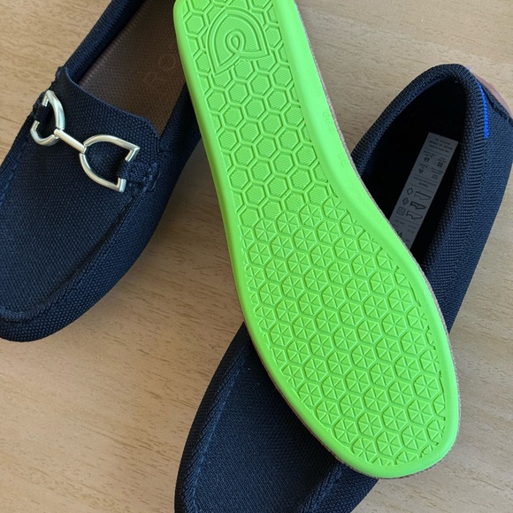 Rothy's the Double Bit Driver Elegant Black Loafers with Gold Detail - Picture 6 of 10